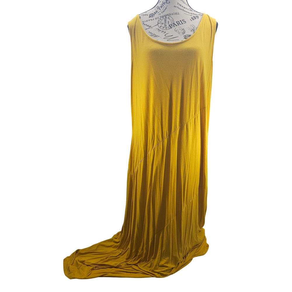 Women's Sleeveless Maxi Dress Flowy Gown‎ Mustard Yellow Boho Chic - Picture 2 of 5